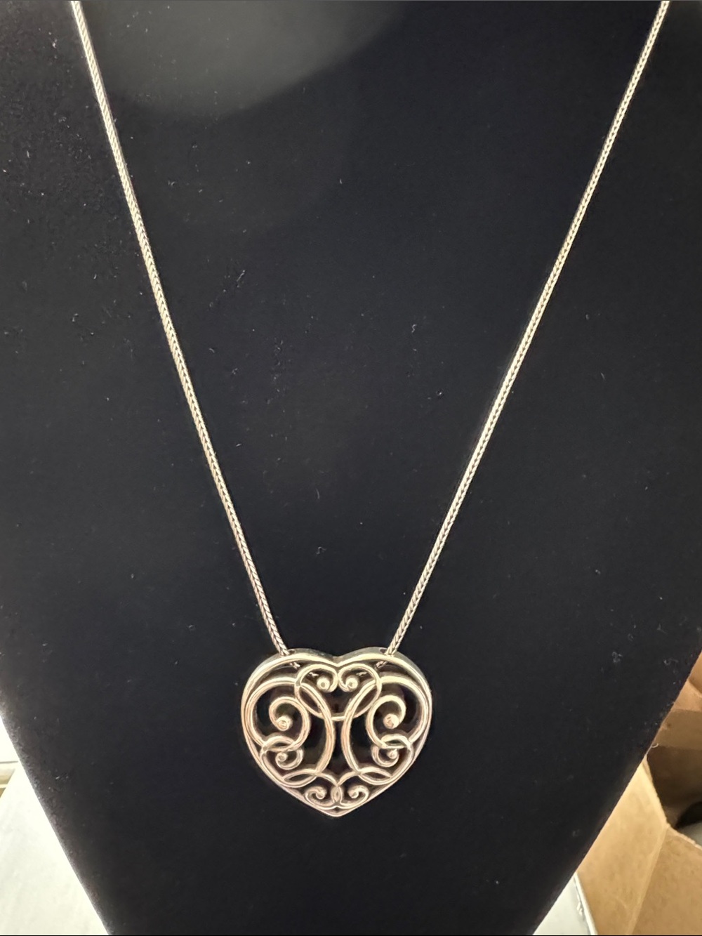 Brighton Silver Filigree Heart Pendant Necklace